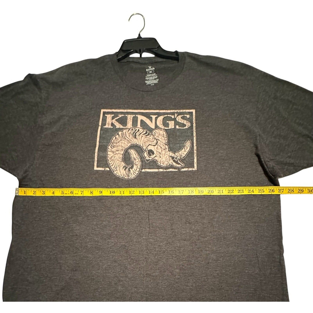 KINGS Mens T-Shirt Gray XXXL / 3X Mountain Goat Skull Horns Ram Short Sleeves - Picture 8 of 14